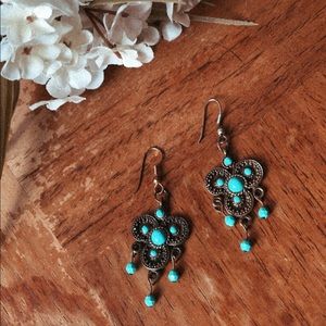 Turquoise and bronze earrings